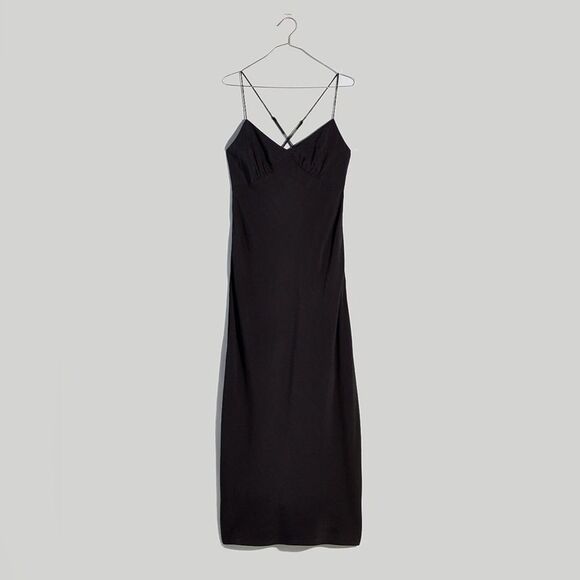 Madewell Layton Midi Slip Dress Size 10 in True Black NWT - Picture 6 of 8
